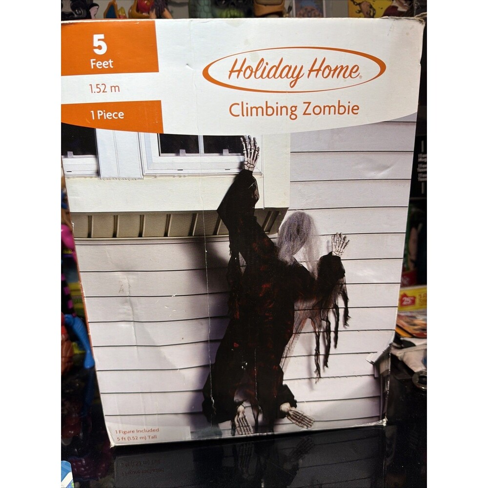 Holiday Home 5 Ft Climbing Zombie Halloween Prop Life Size Used w Box Good Shape